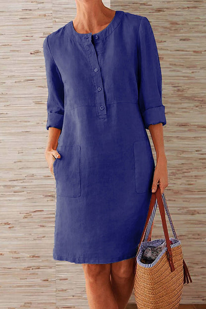 Vestidos de moda urbana, lisos, con cuello redondo y corte A (10 colores)