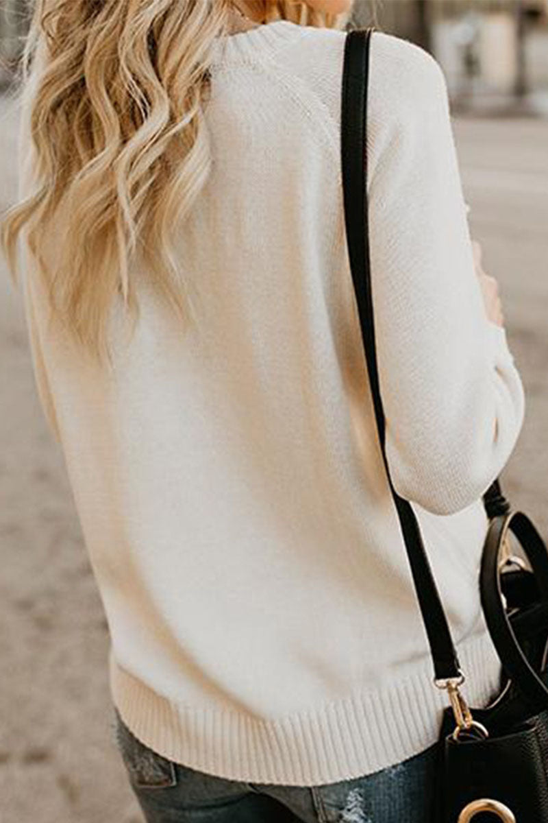 Suéter de cintura media con cuello redondo y estampado urbano (3 colores)