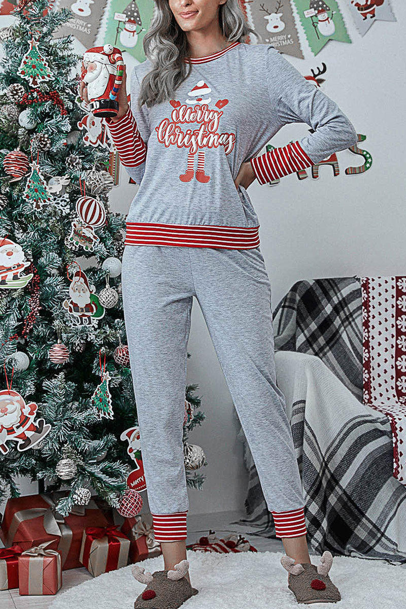 Conjunto de dos piezas con cuello redondo y estampado de patchwork de Fashion Living