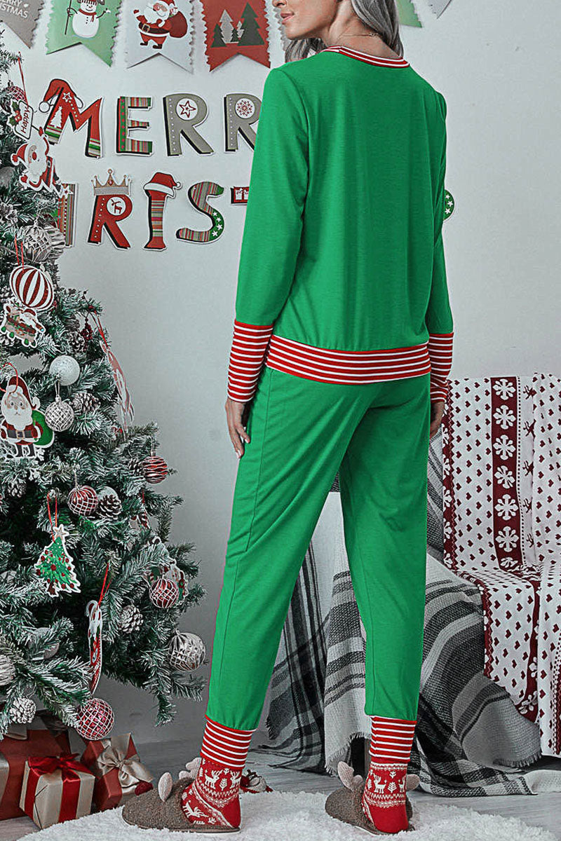 Conjunto de dos piezas con cuello redondo y estampado de patchwork de Fashion Living