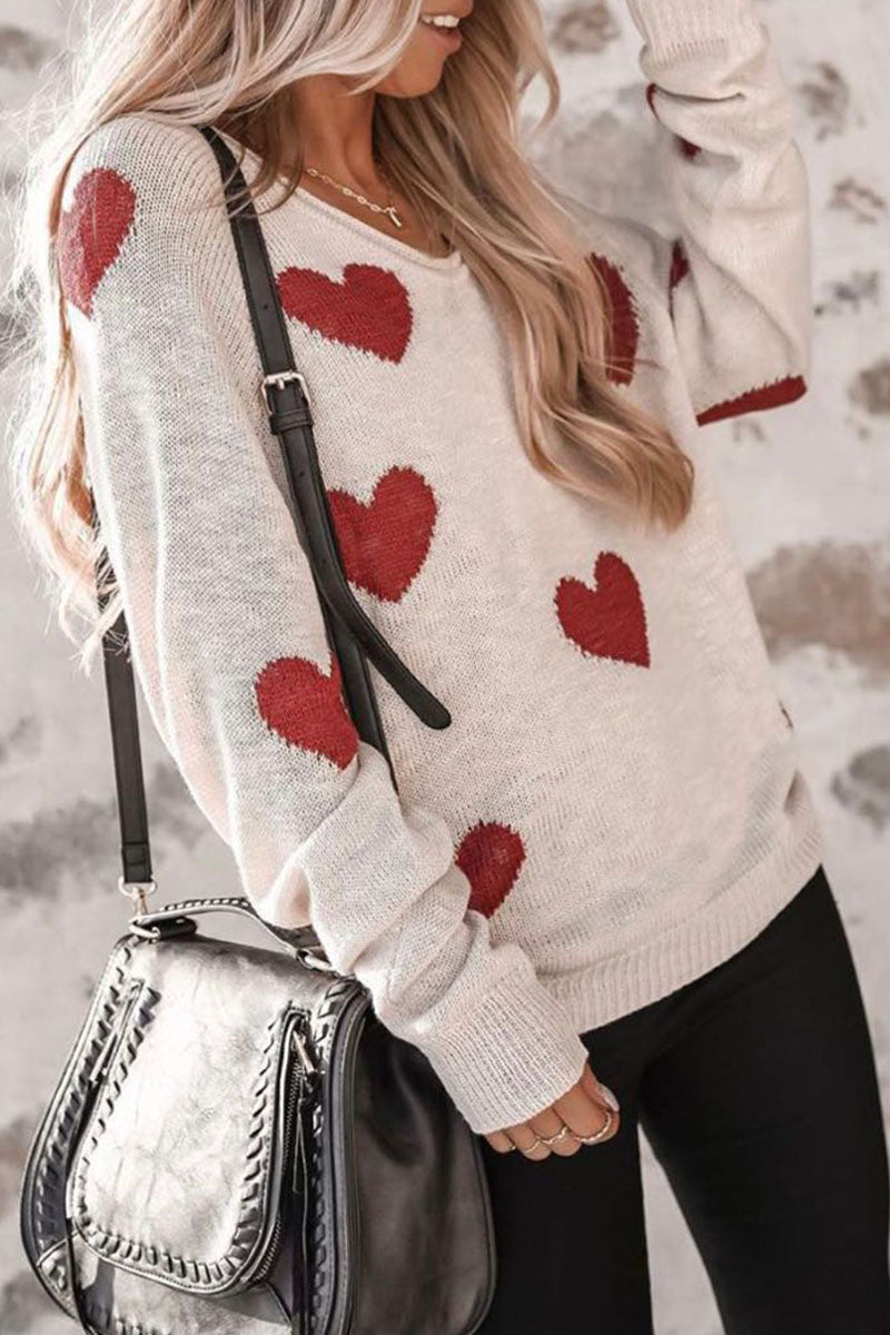 Suéter básico con cuello en V y cintura media con estampado informal (5 colores)