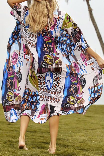 Traje de baño de dos piezas con estampado de vacaciones de moda