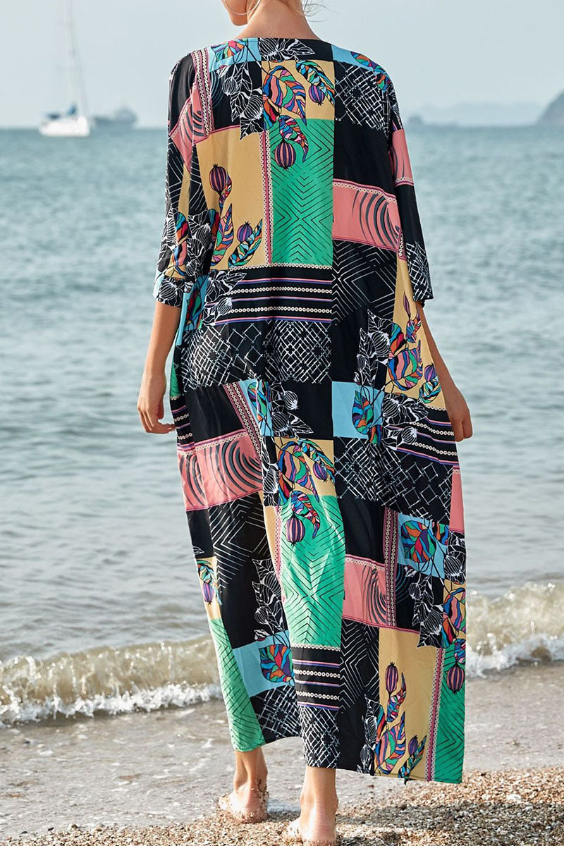 Traje de baño de dos piezas con estampado de vacaciones de moda