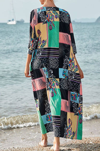 Traje de baño de dos piezas con estampado de vacaciones de moda