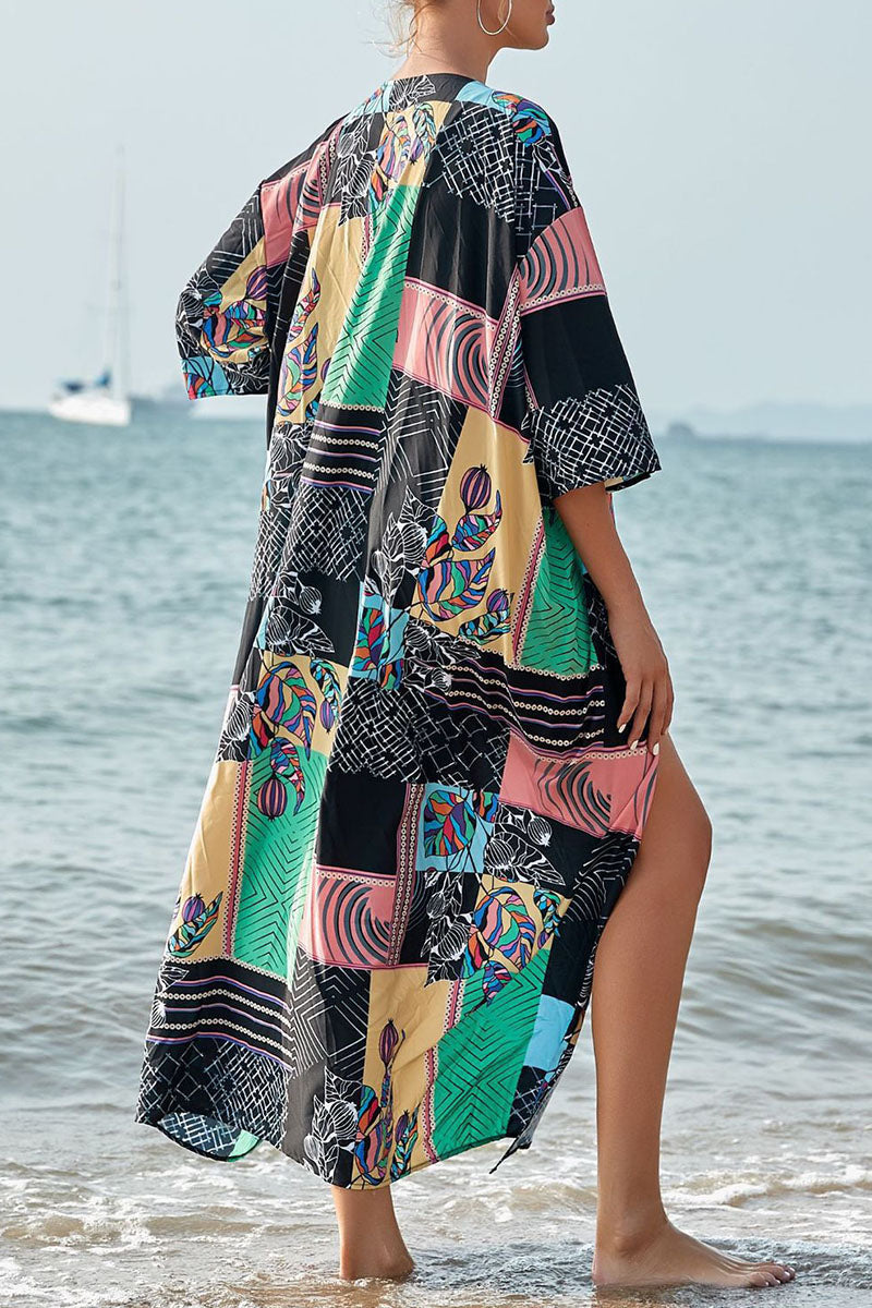 Traje de baño de dos piezas con estampado de vacaciones de moda