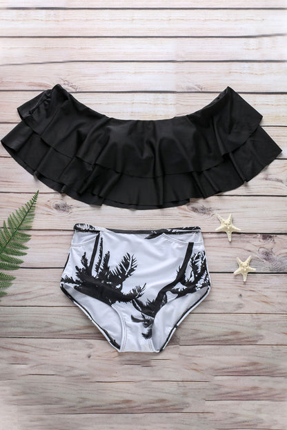 Trajes de baño de moda con estampado sexy y volantes divididos