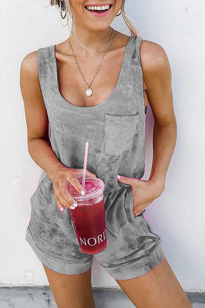 Monos casuales de cuello en U con efecto tie-dye y cambio gradual (5 colores)