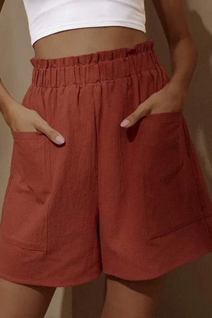 Pantalones casuales de moda con bolsillos sólidos, sueltos, de cintura alta y pierna ancha (5 colores)