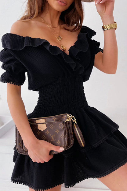 Vestidos de falda con escote en V y cintura dividida de estilo británico a la moda