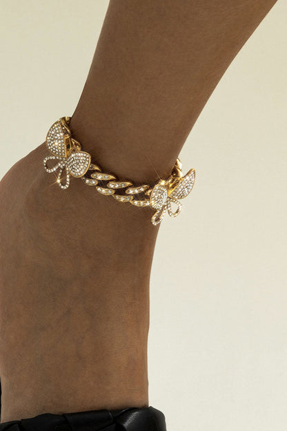 Tobillera de patchwork con lazo de moda diaria