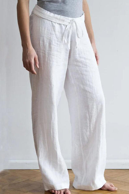 Pantalones de pierna ancha, sueltos, de cintura media y lisos, de moda y sencillos