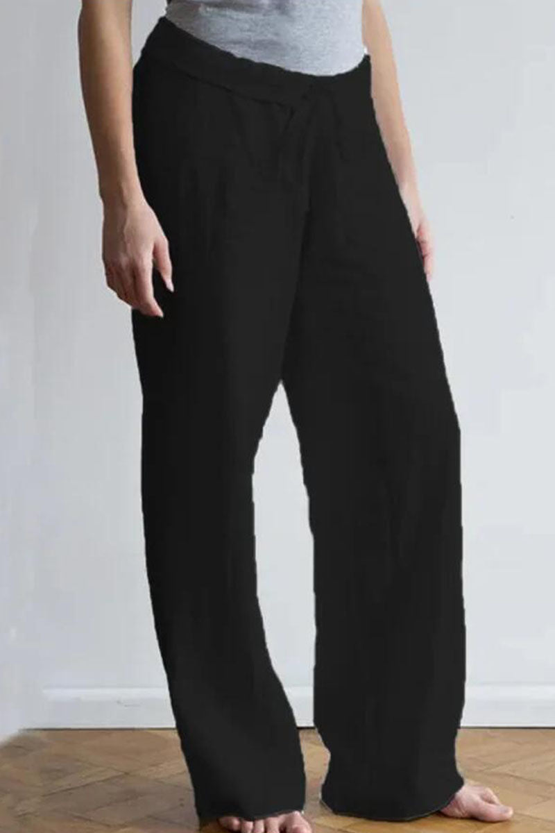 Pantalones de pierna ancha, sueltos, de cintura media y lisos, de moda y sencillos