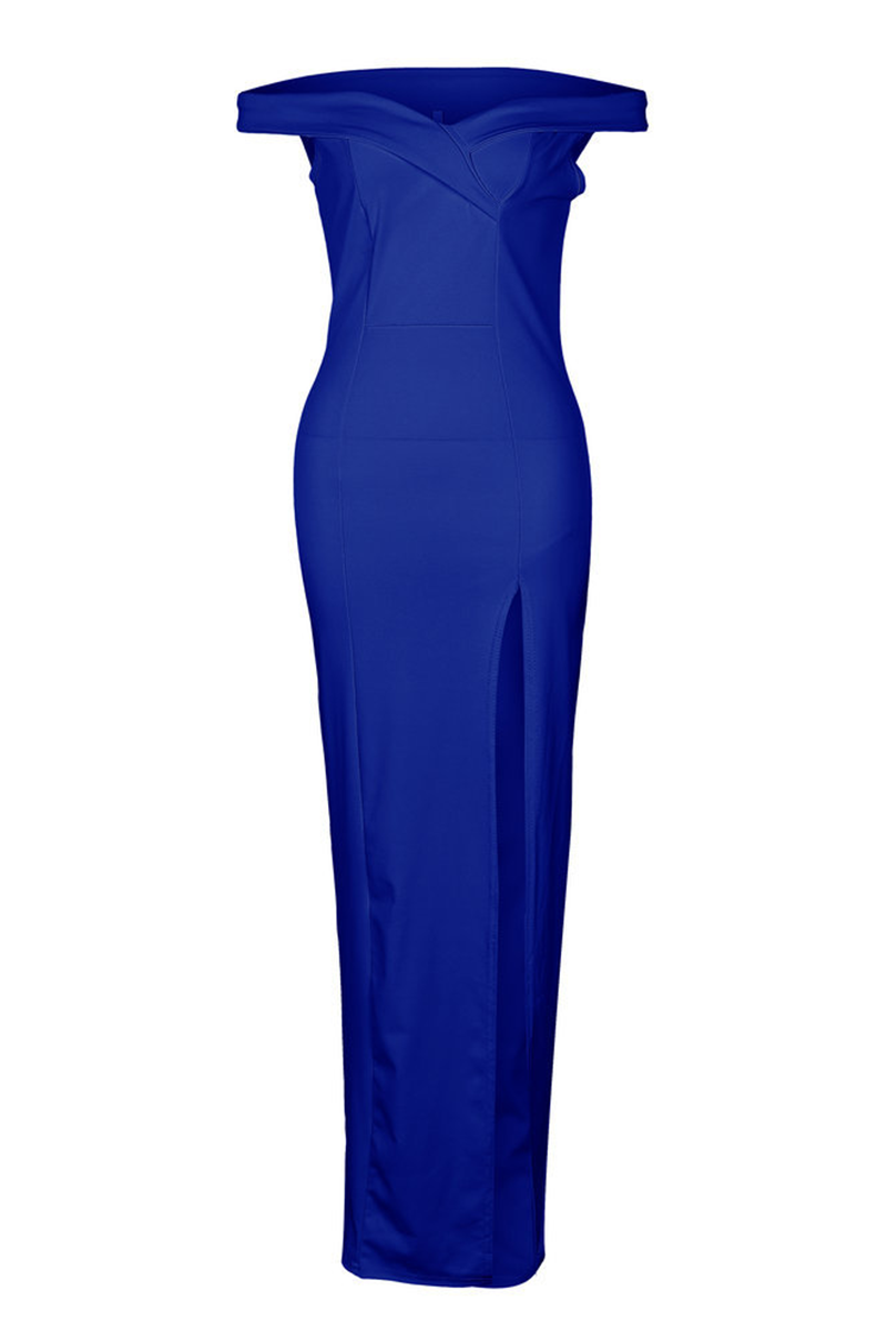 Vestido elegante de moda, liso, sin espalda, con abertura alta y hombros descubiertos, irregular (5 colores)