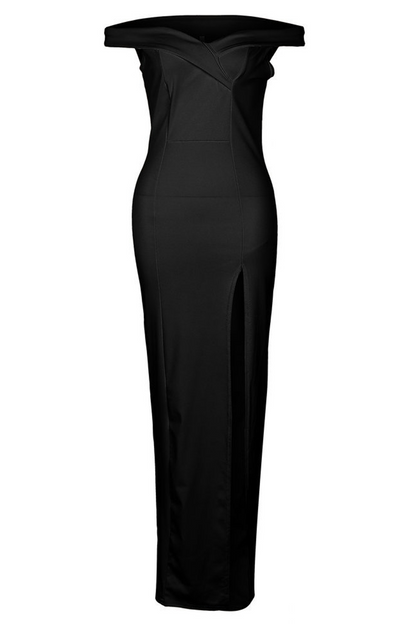 Vestido elegante de moda, liso, sin espalda, con abertura alta y hombros descubiertos, irregular (5 colores)