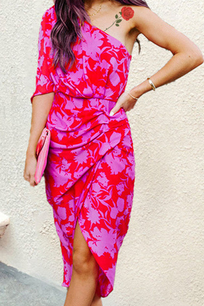 Vestidos de línea A con un solo hombro y estampado de patchwork de moda urbana