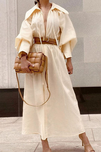 Vestidos de princesa con cuello vuelto lisos de moda urbana