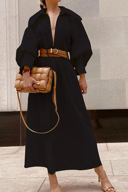 Vestidos de princesa con cuello vuelto lisos de moda urbana