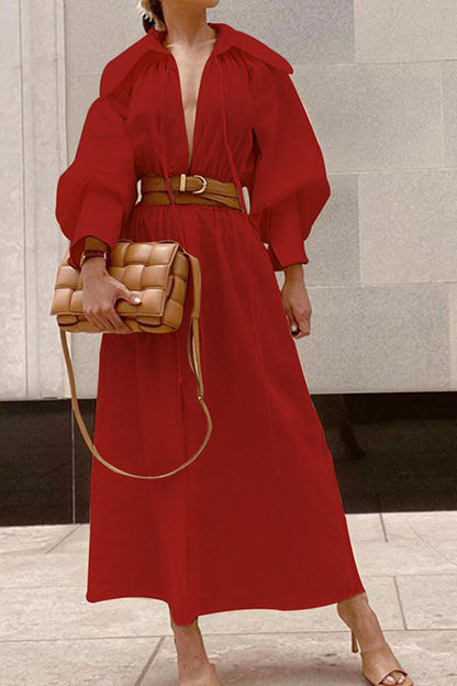 Vestidos de princesa con cuello vuelto lisos de moda urbana