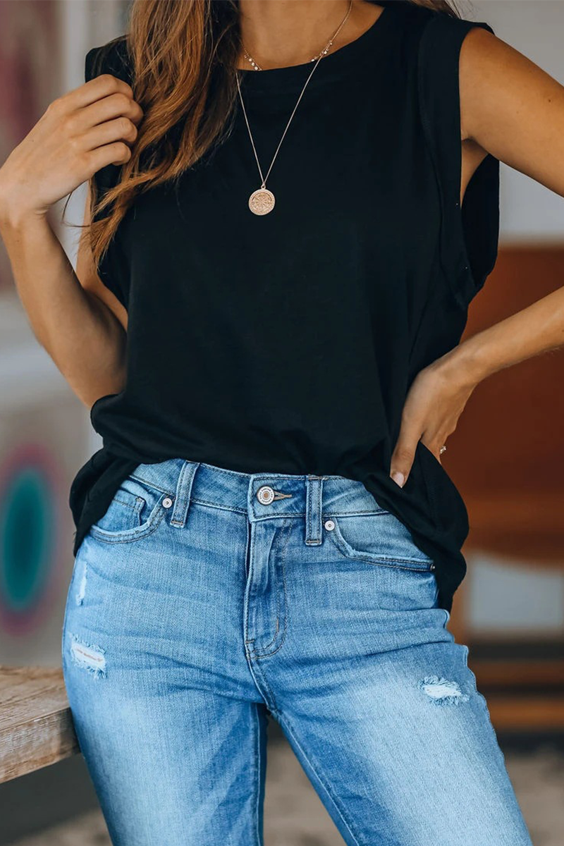 Camisetas básicas informales lisas de cuello redondo (4 colores)