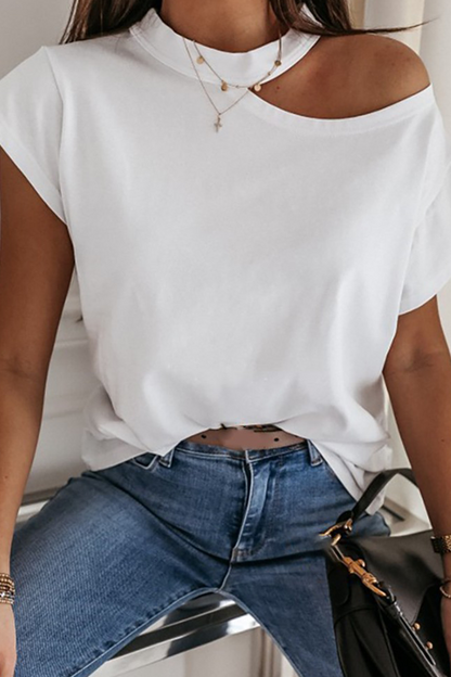 Camisetas casuales lisas con cuello redondo y aberturas (3 colores)