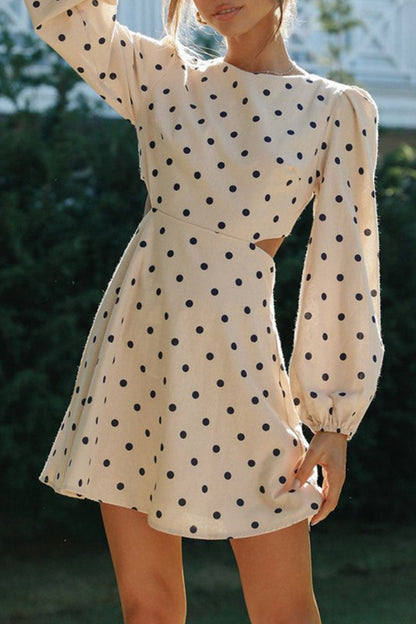 Vestidos de moda de calle, lisos, ahuecados, con cuello redondo y corte A