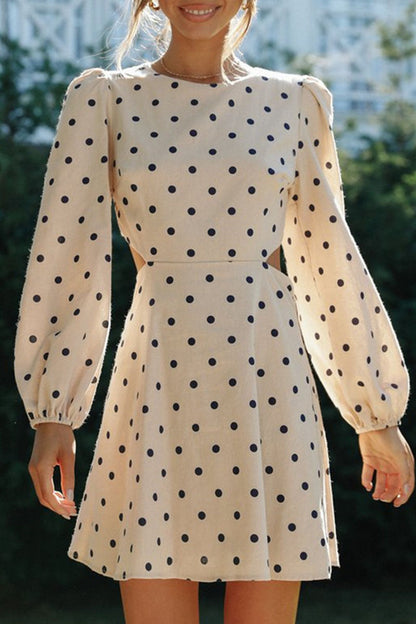 Vestidos de moda de calle, lisos, ahuecados, con cuello redondo y corte A