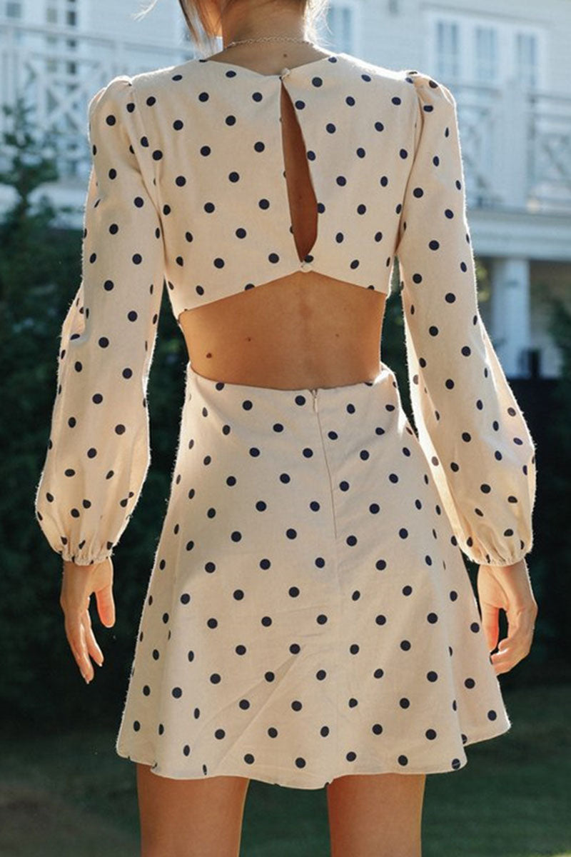 Vestidos de moda de calle, lisos, ahuecados, con cuello redondo y corte A