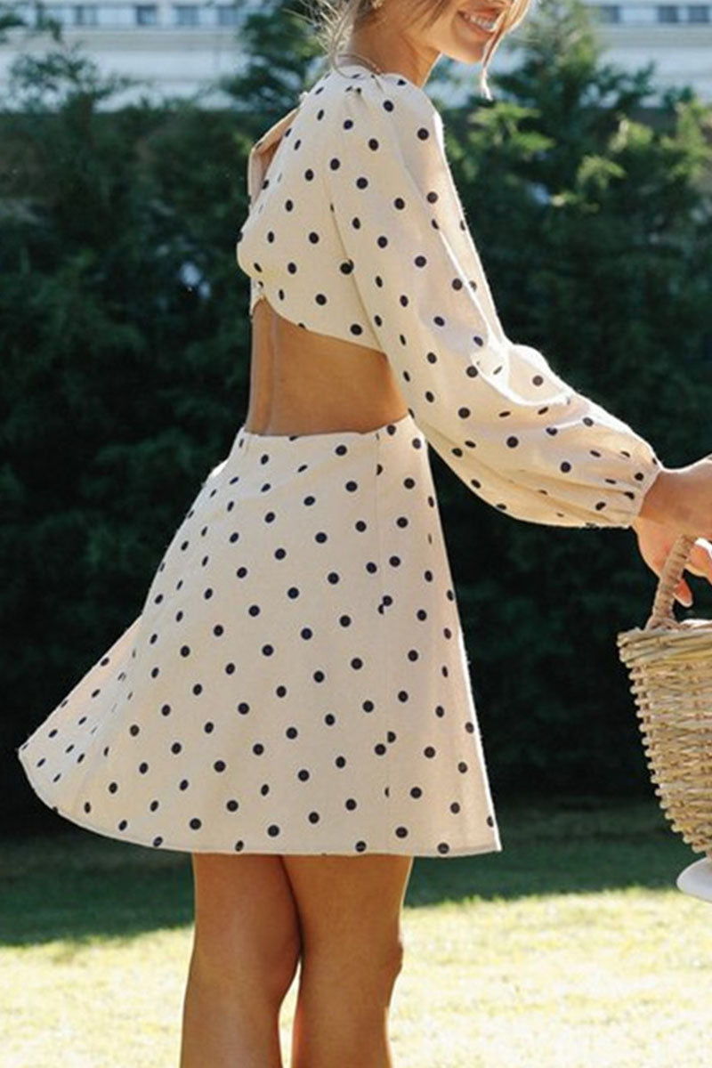 Vestidos de moda de calle, lisos, ahuecados, con cuello redondo y corte A