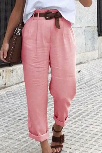 Pantalones casuales de moda, lisos, rectos, de cintura alta (4 colores)