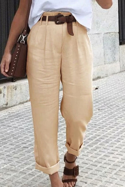 Pantalones casuales de moda, lisos, rectos, de cintura alta (4 colores)