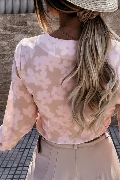 Blusas elegantes con cuello en V, hebilla y estampado de patchwork (3 colores)