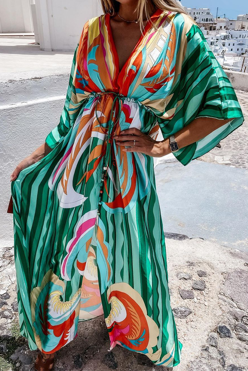 Vestido elegante de moda con escote en V y abertura en el frenillo (4 colores)