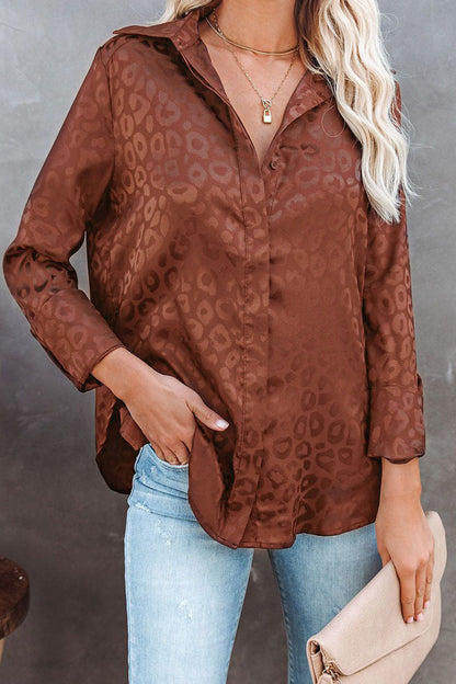 Blusa de cuello vuelto con estampado de leopardo y patchwork de moda (4 colores)