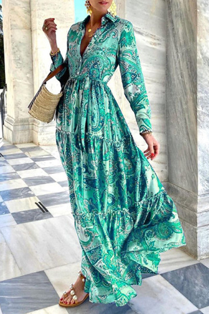 Vestidos de corte A con cuello tipo polo, hebilla y patchwork con estampado urbano (3 colores)