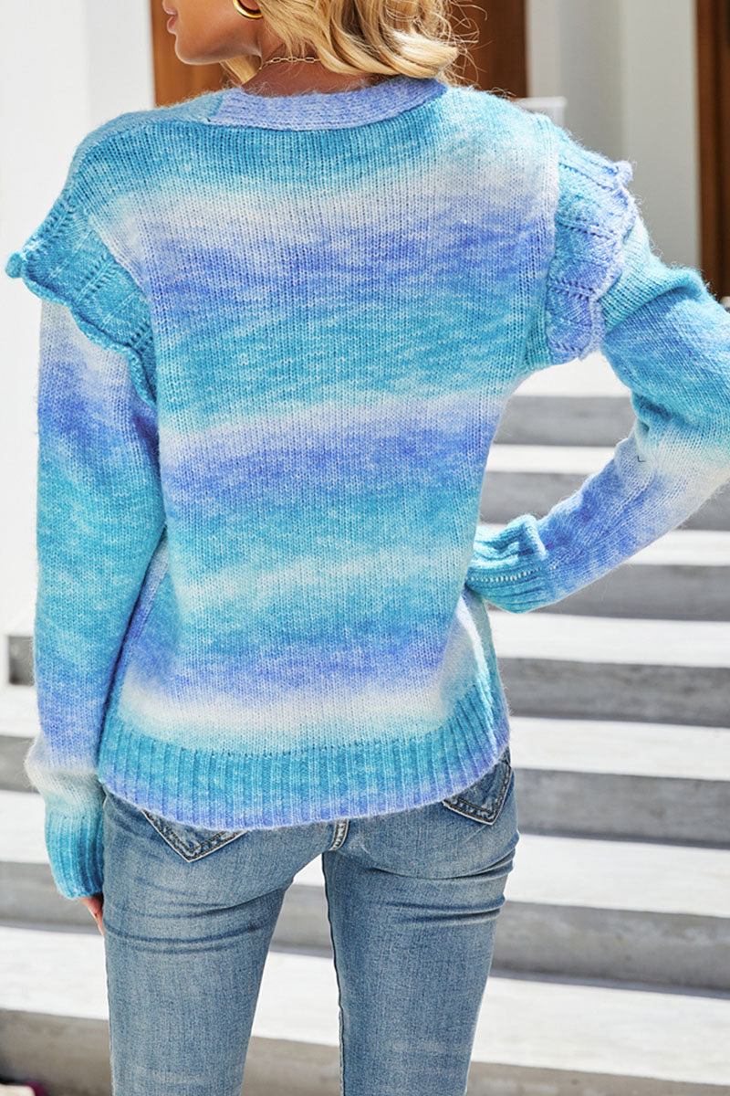 Tops con cuello en V dividido y estampado urbano de moda