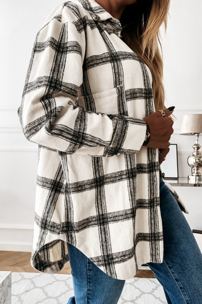 Blusa informal con cuello vuelto y hebilla a cuadros (3 colores)