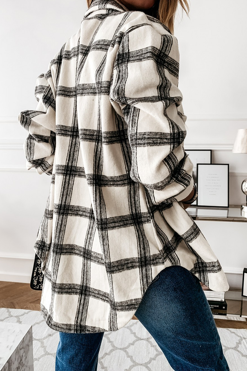 Blusa informal con cuello vuelto y hebilla a cuadros (3 colores)