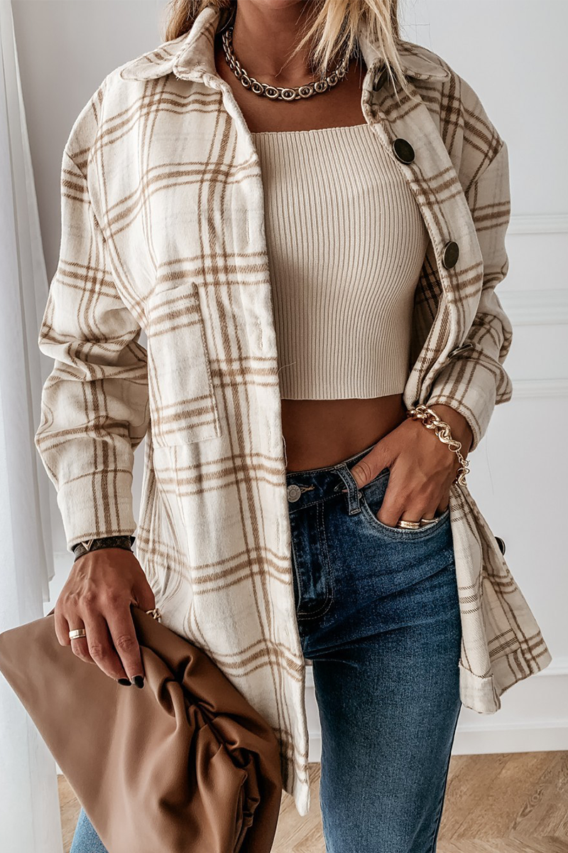 Blusa informal con cuello vuelto y hebilla a cuadros (3 colores)