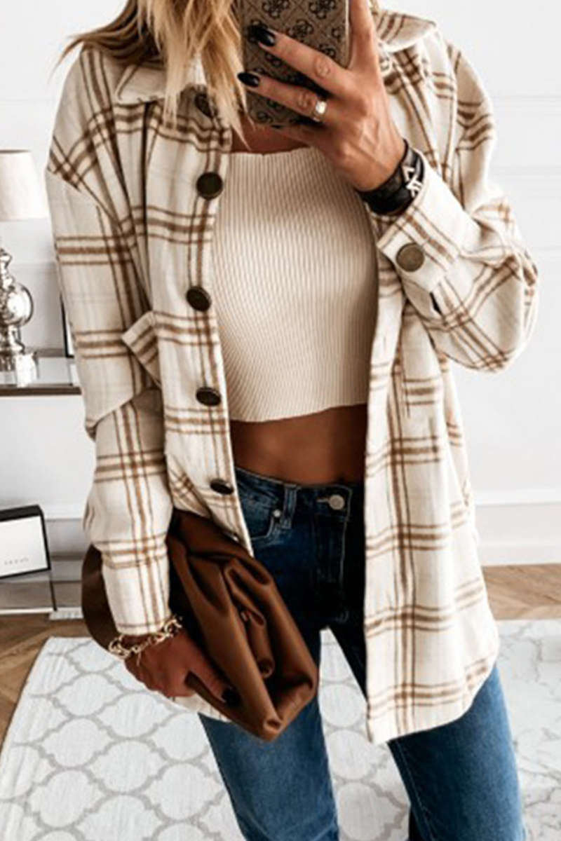 Blusa informal con cuello vuelto y hebilla a cuadros (3 colores)