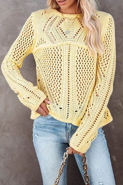 Tops de cuello redondo ahuecados de color liso de moda urbana