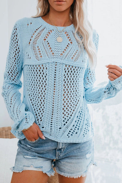 Tops de cuello redondo ahuecados de color liso de moda urbana