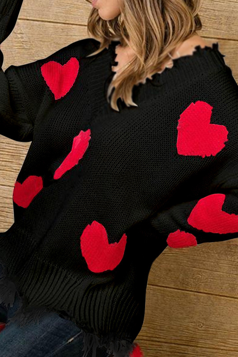 Suéter casual con cuello en V y borlas en contraste