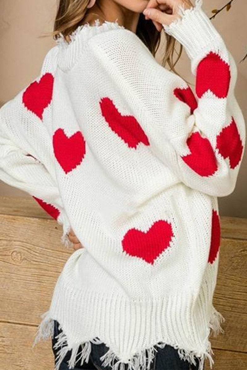 Suéter casual con cuello en V y borlas en contraste