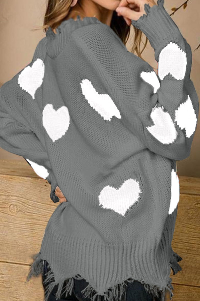 Suéter casual con cuello en V y borlas en contraste