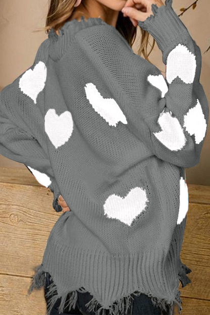 Suéter casual con cuello en V y borlas en contraste