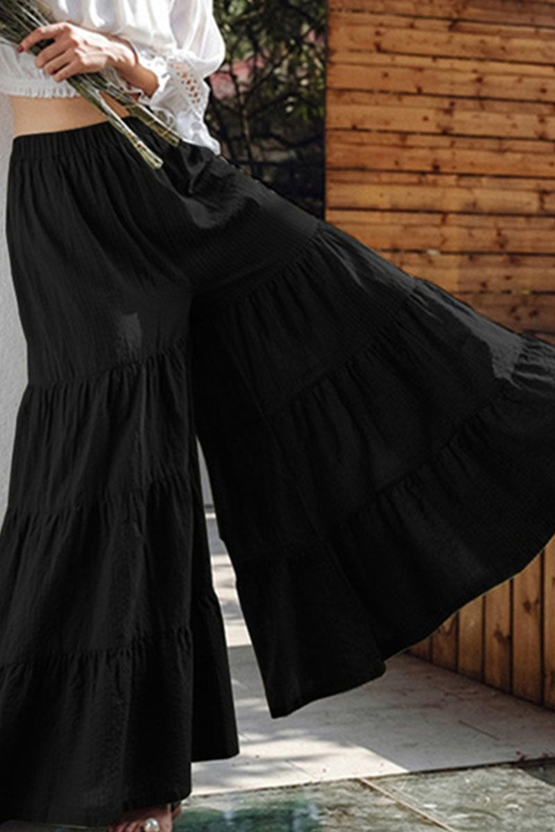 Pantalones casuales lisos, sueltos, de cintura media y pierna ancha (3 colores)