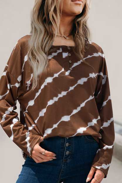 Tops casuales de cuello redondo con hebilla y rayas