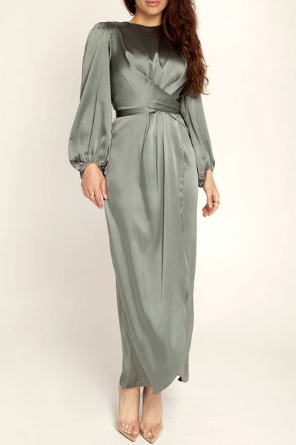 Vestidos de celebridades de moda con cuello redondo, patchwork liso, corte A (6 colores)