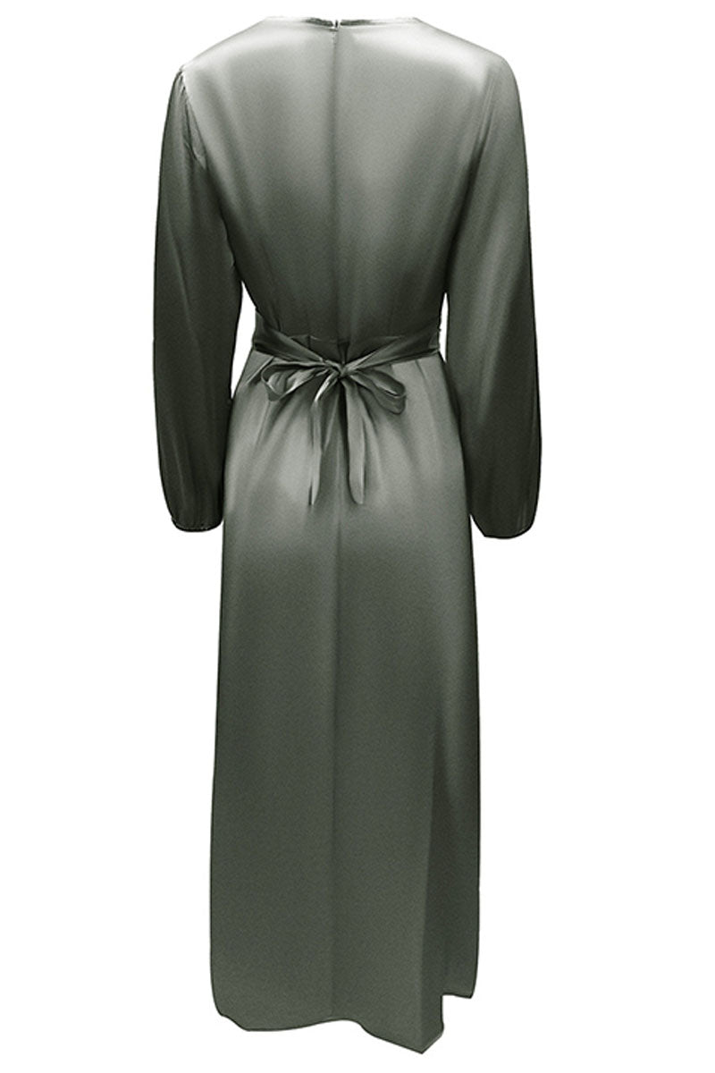 Vestidos de celebridades de moda con cuello redondo, patchwork liso, corte A (6 colores)