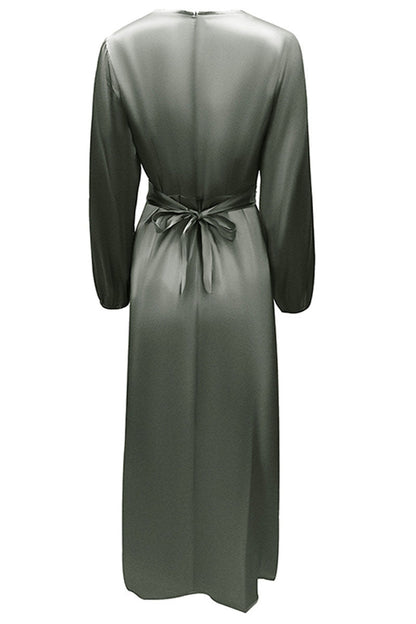 Vestidos de celebridades de moda con cuello redondo, patchwork liso, corte A (6 colores)